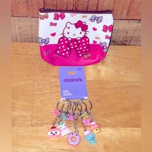 💕 Hello Kitty Pouch & Claire's Best Friends Glitter Keychains